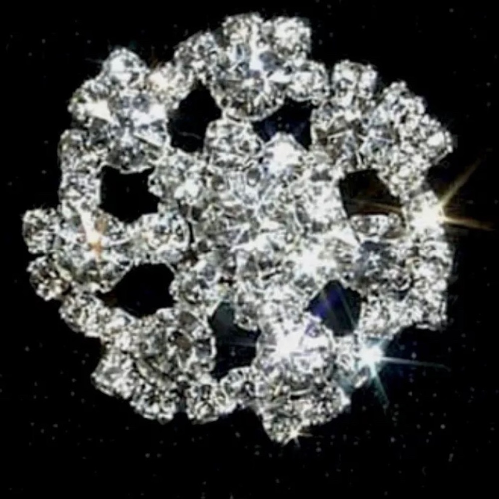 One Rhinestone crystal silver Shank Button Sewing